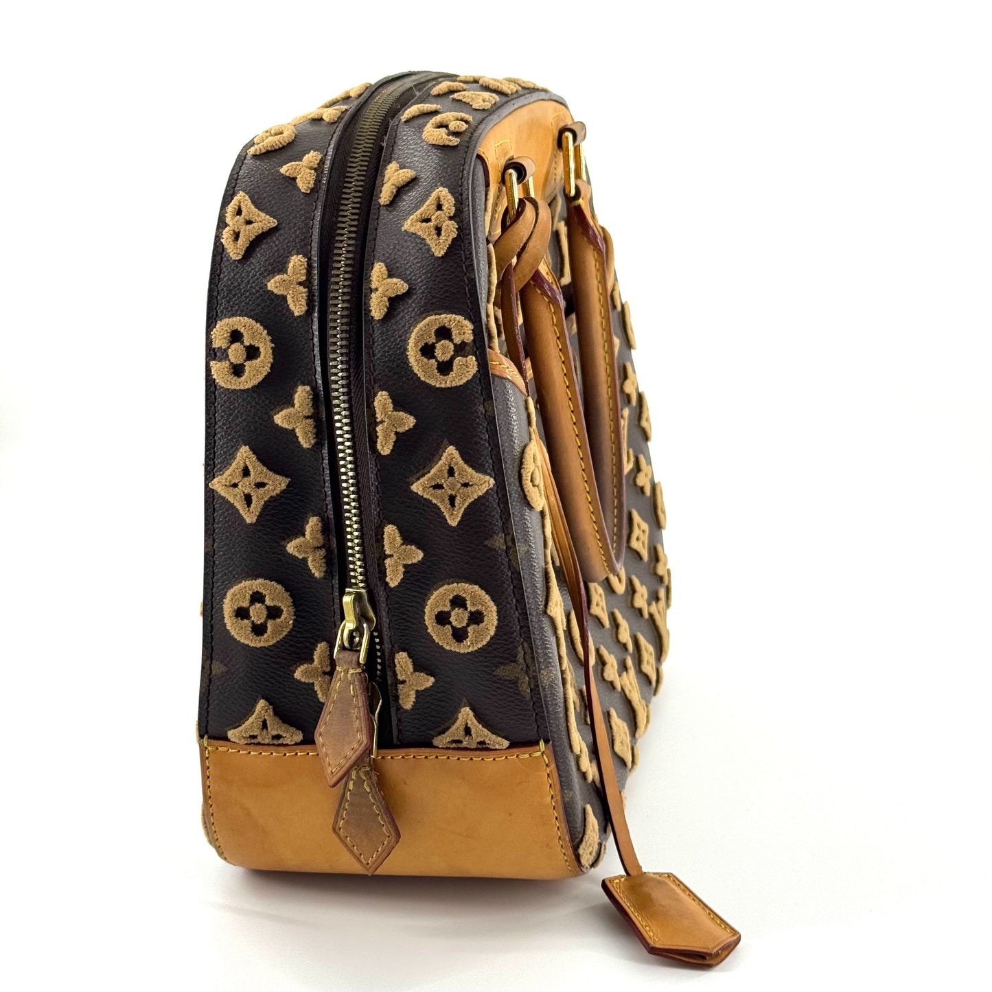 Louis Vuitton - Jeanne Flocked Monogram Handbag - Monogram canvas with flocked velvet and Vachetta leather trim - Brown - (medium)