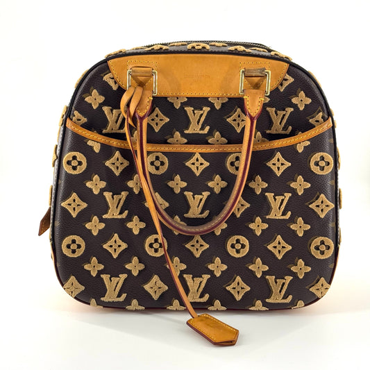 Louis Vuitton - Jeanne Flocked Monogram Handbag - Monogram canvas with flocked velvet and Vachetta leather trim - Brown - (medium)
