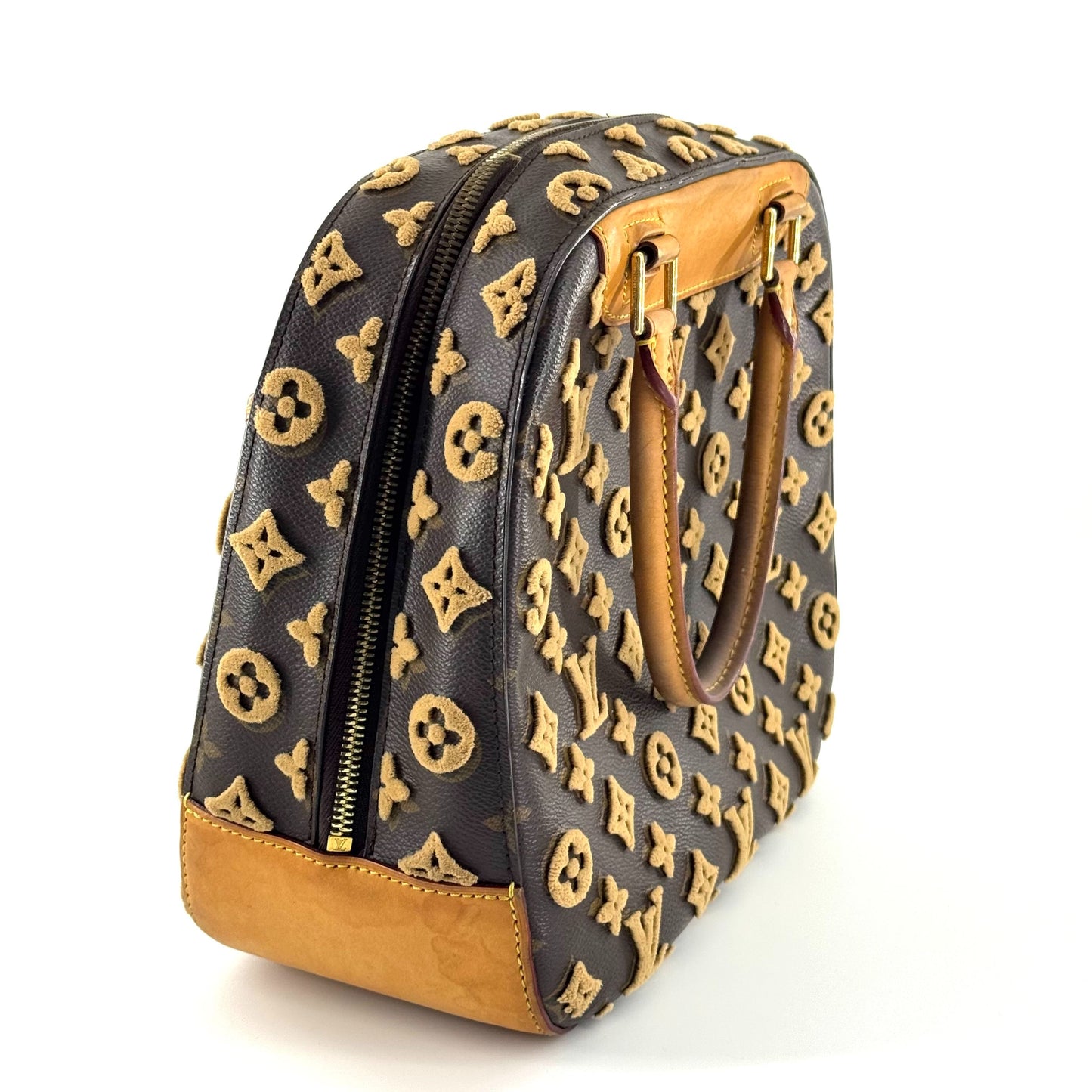 Louis Vuitton - Jeanne Flocked Monogram Handbag - Monogram canvas with flocked velvet and Vachetta leather trim - Brown - (medium)