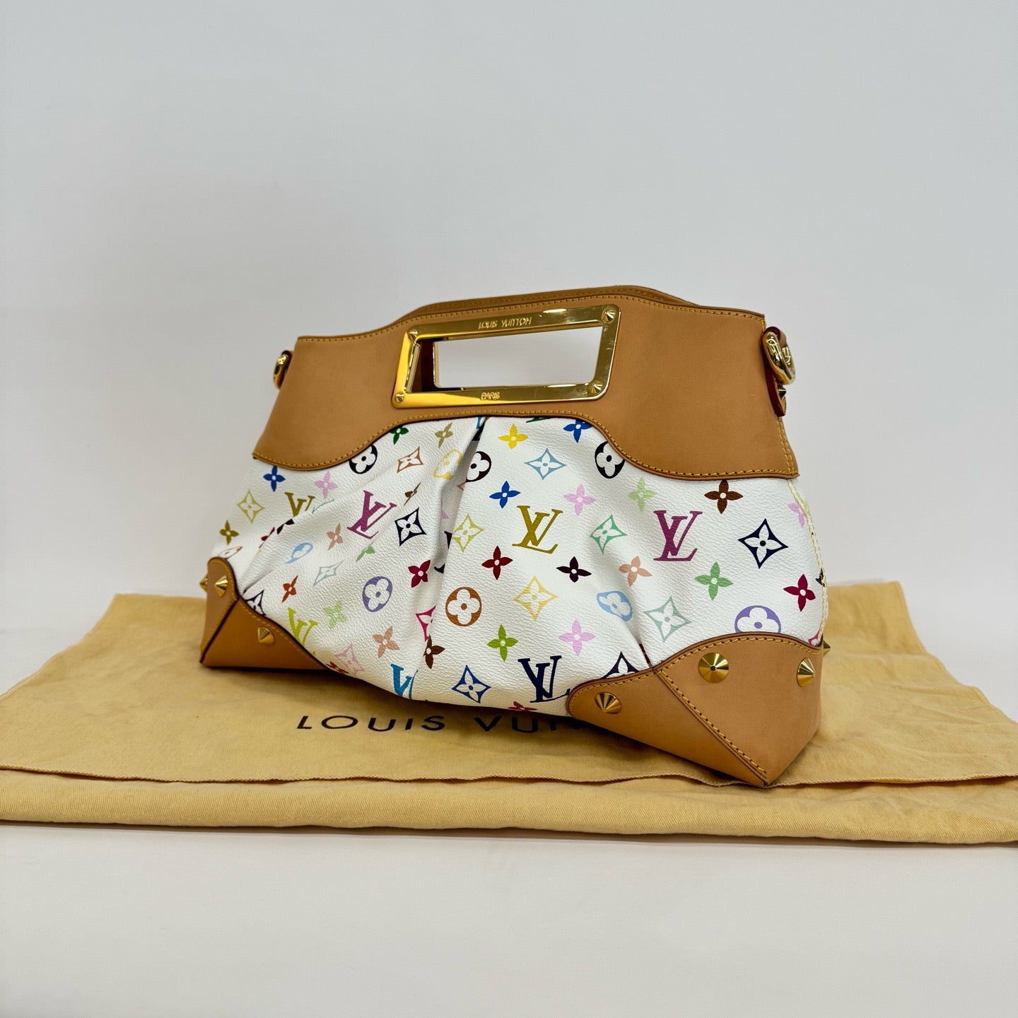 Louis Vuitton - Judy PM - Monogram Multicolore Canvas with Vachetta Leather Trim - White with Multicolour Monogram - (medium)