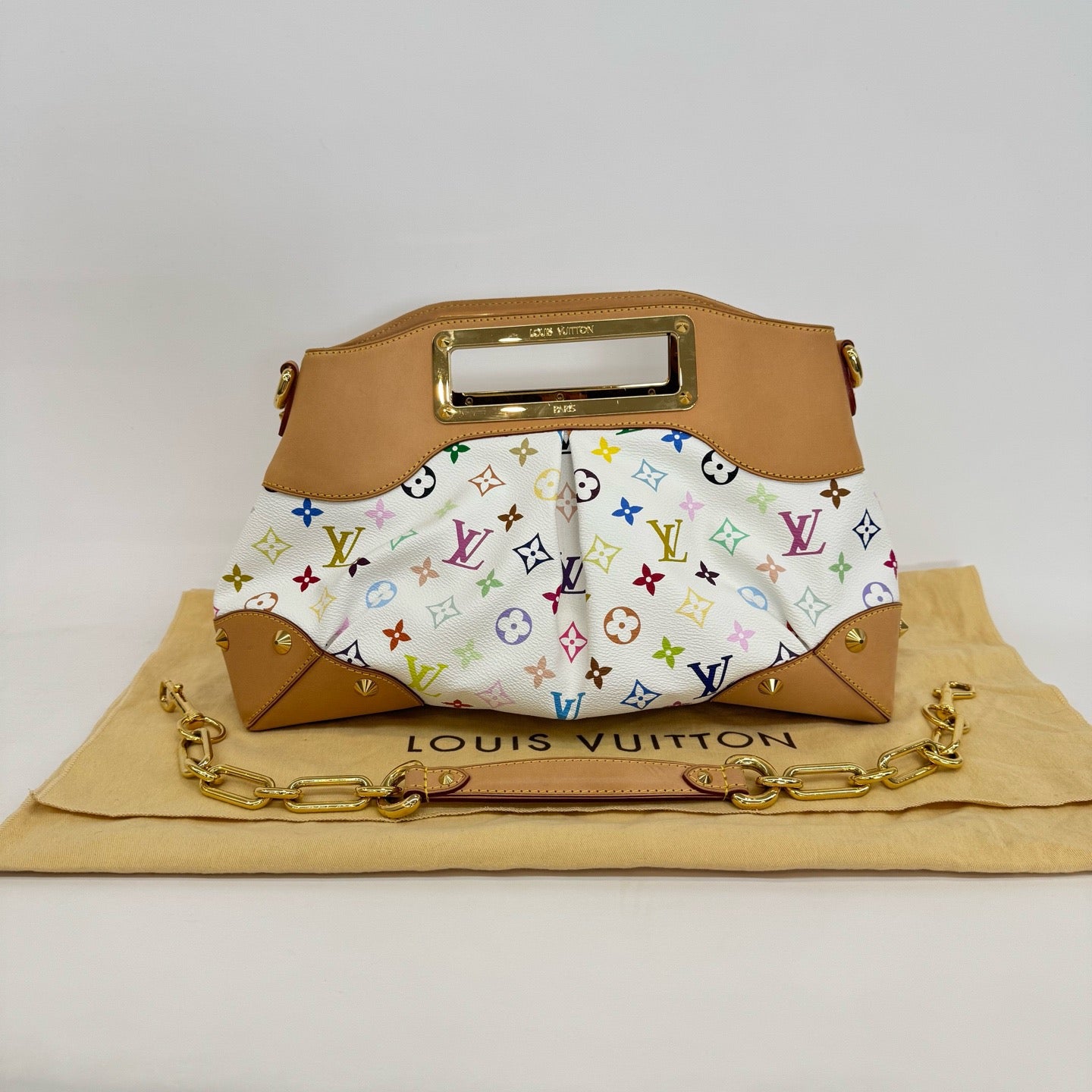 Louis Vuitton - Judy PM - Monogram Multicolore Canvas with Vachetta Leather Trim - White with Multicolour Monogram - (medium)