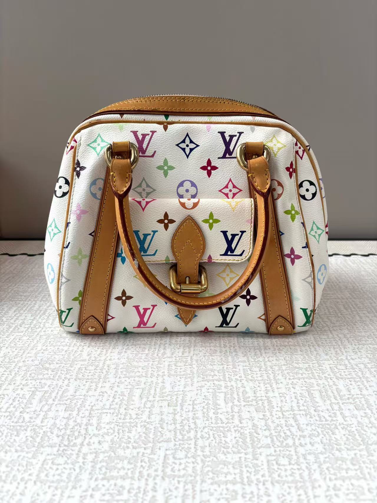 Louis Vuitton - Judy PM - Monogram Multicolore coated canvas with natural Vachetta leather trim - White with Multicolour Monogram - (Small)