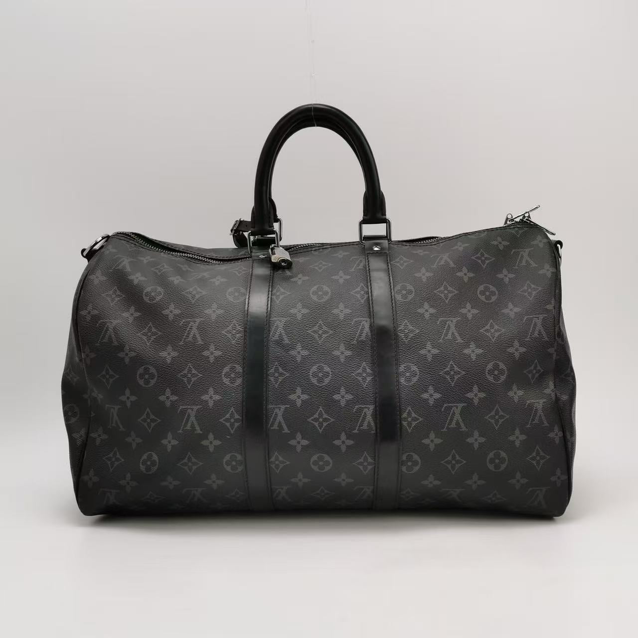 Louis Vuitton - Keepall 45 - Monogram Eclipse coated canvas with leather trim - Black - (medium)