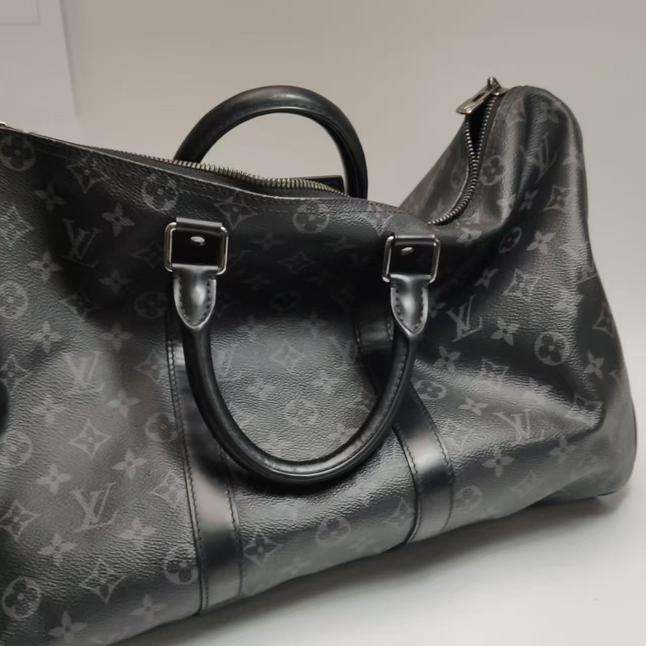 Louis Vuitton - Keepall 45 - Monogram Eclipse coated canvas with leather trim - Black - (medium)