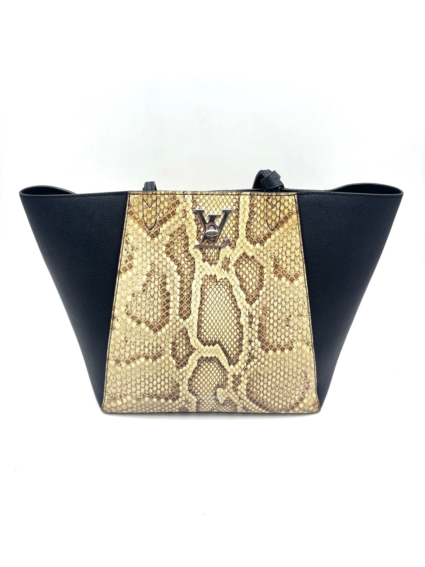Louis Vuitton - Lockme Tote - Grained calfskin leather and python leather - Black and Beige - (medium)