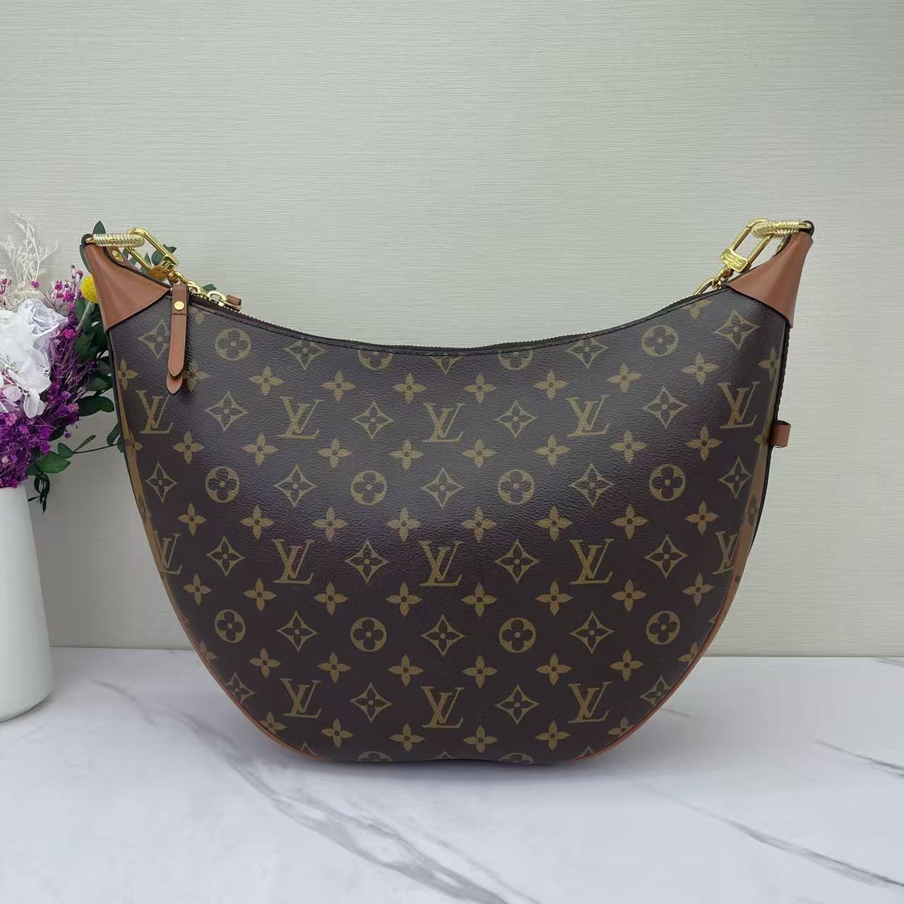 Louis Vuitton - Loop - Monogram coated canvas with natural cowhide leather trim - Brown with natural leather trim and gold-tone hardware - (large)