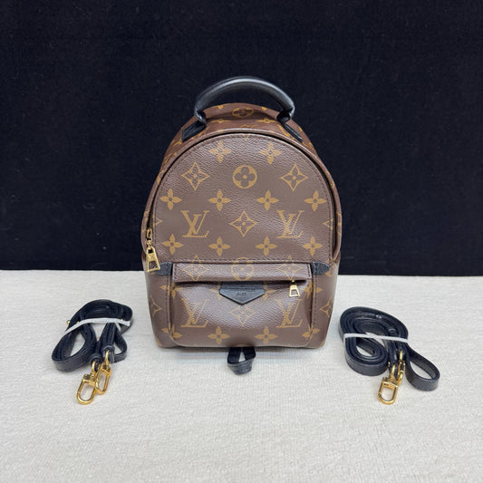 Louis Vuitton - Mini Backpack - Monogram coated canvas with leather trim - Brown with black accents - (mini)