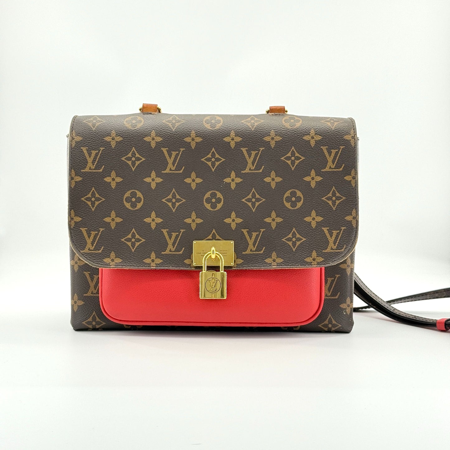 Louis Vuitton - Monogram Colorblock Lock Messenger Bag - Monogram Coated Canvas and Leather - Brown and Red with Gold-Tone Hardware - (medium)