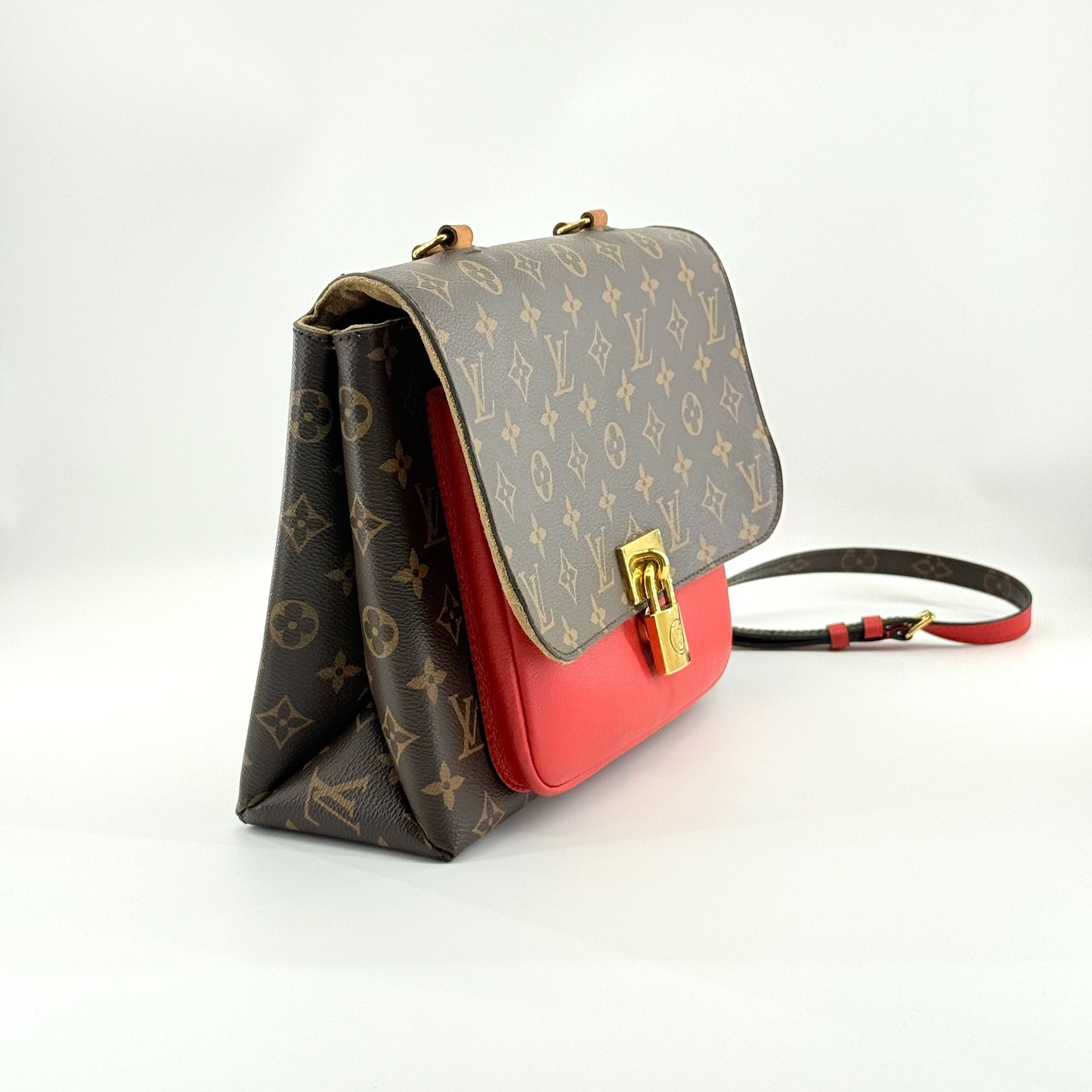 Louis Vuitton - Monogram Colorblock Lock Messenger Bag - Monogram Coated Canvas and Leather - Brown and Red with Gold-Tone Hardware - (medium)