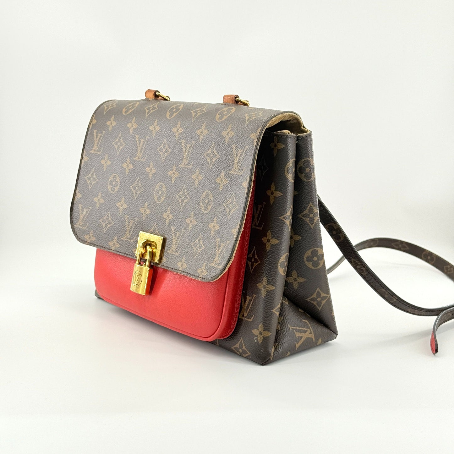 Louis Vuitton - Monogram Colorblock Lock Messenger Bag - Monogram Coated Canvas and Leather - Brown and Red with Gold-Tone Hardware - (medium)