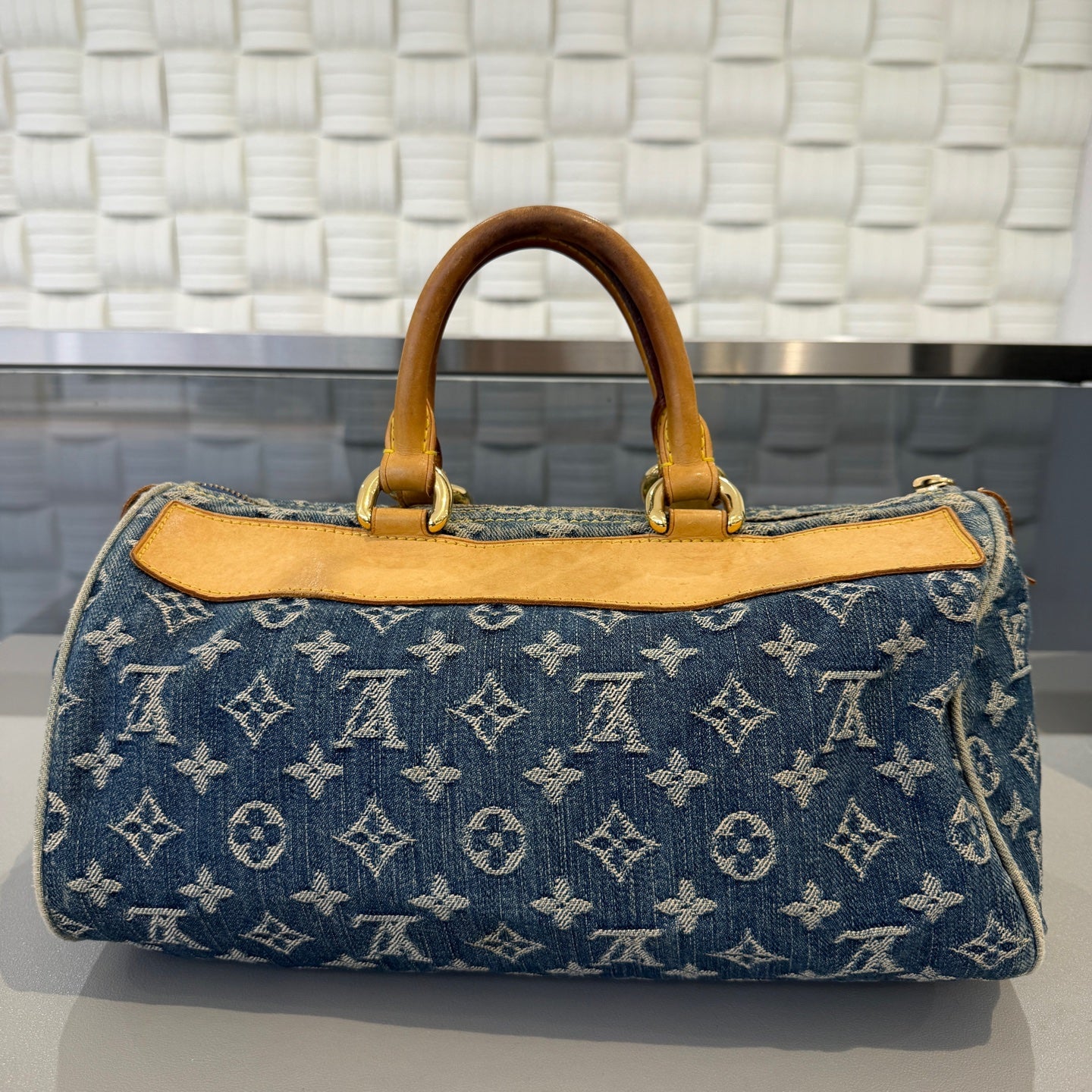 Louis Vuitton - Monogram Denim Speedy Manhattan - Denim, Vachetta Leather - Blue - (medium)