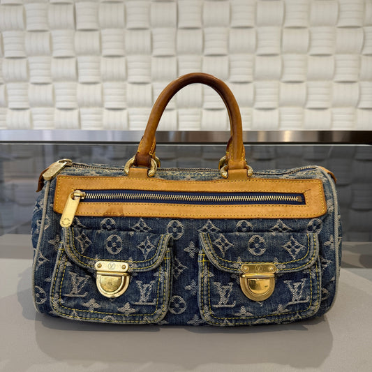 Louis Vuitton - Monogram Denim Speedy Manhattan - Denim, Vachetta Leather - Blue - (medium)