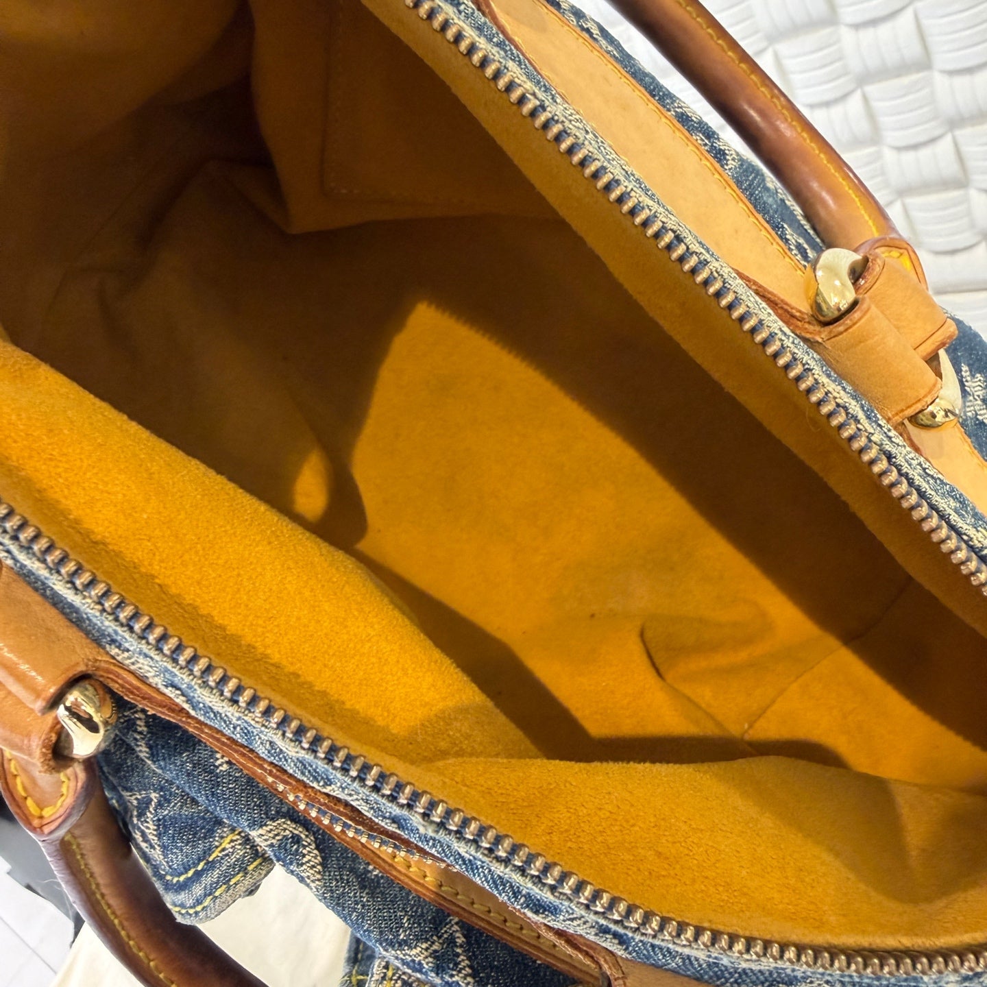 Louis Vuitton - Monogram Denim Speedy Manhattan - Denim, Vachetta Leather - Blue - (medium)