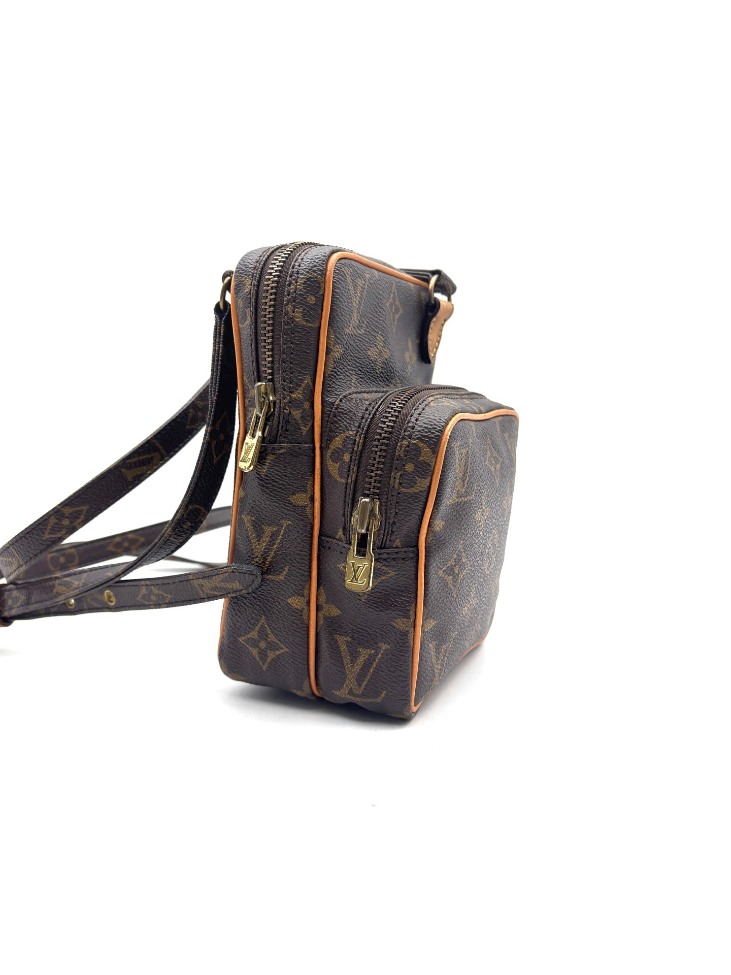 Louis Vuitton - Monogram Vertical Double Camera Bag - Monogram coated canvas with natural vachetta leather trim - Brown - (Small)