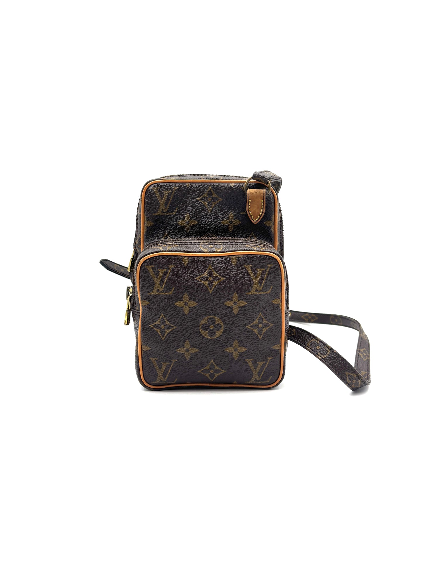 Louis Vuitton - Monogram Vertical Double Camera Bag - Monogram coated canvas with natural vachetta leather trim - Brown - (Small)