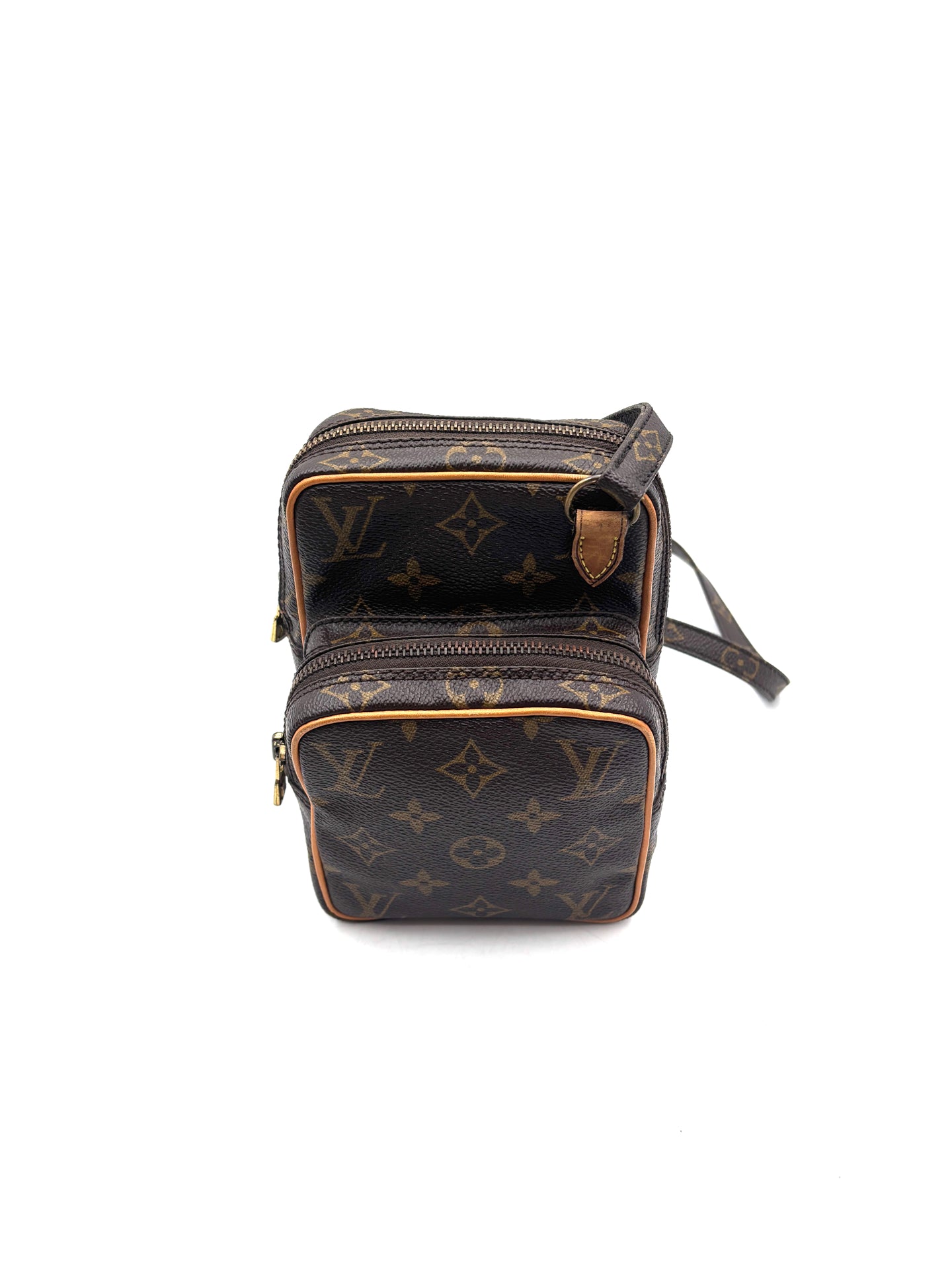 Louis Vuitton - Monogram Vertical Double Camera Bag - Monogram coated canvas with natural vachetta leather trim - Brown - (Small)