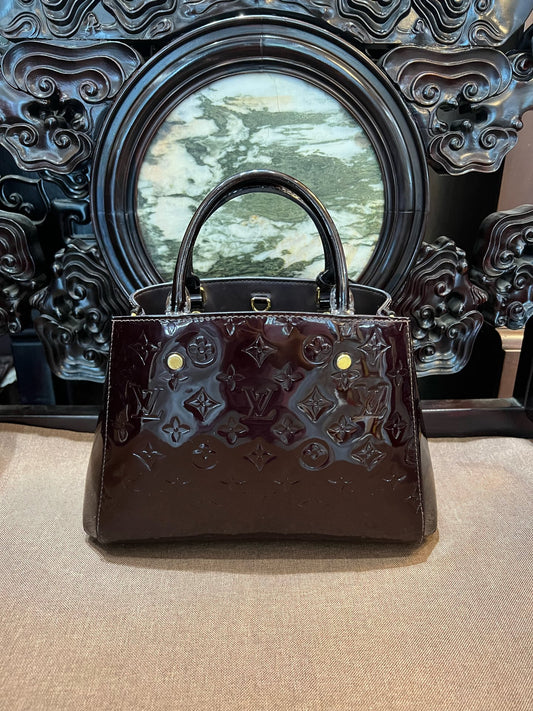 Louis Vuitton - Montaigne BB - Patent leather - Burgundy - (mini)
