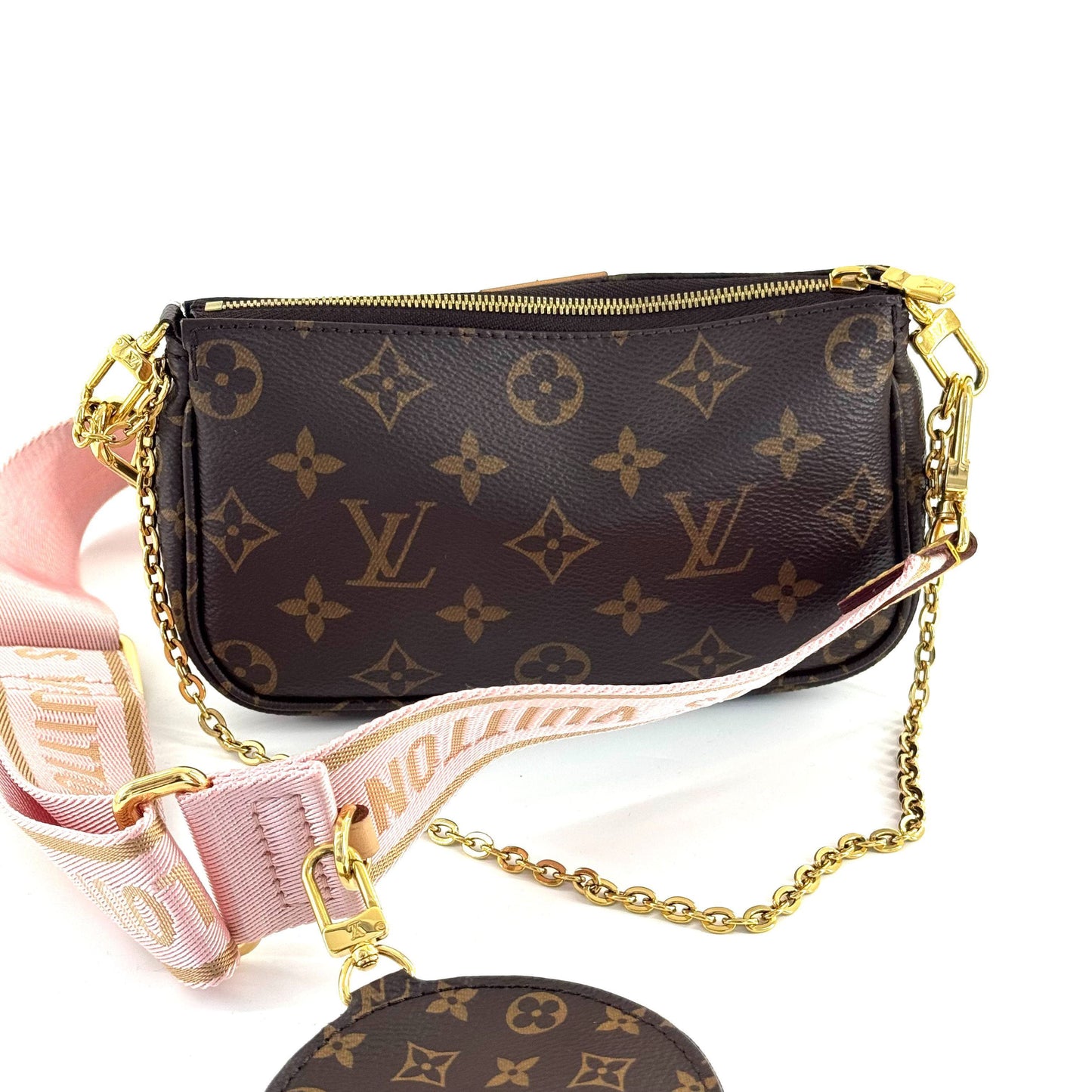 Louis Vuitton - Multi-Pochette Accessoires - Monogram coated canvas with natural cowhide leather trim and textile strap - Brown - (mini)