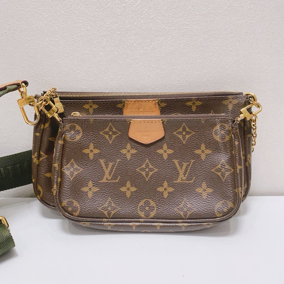 Louis Vuitton - Multi Pochette Accessoires - Monogram coated canvas with natural cowhide leather trim and textile strap - Brown - (medium)