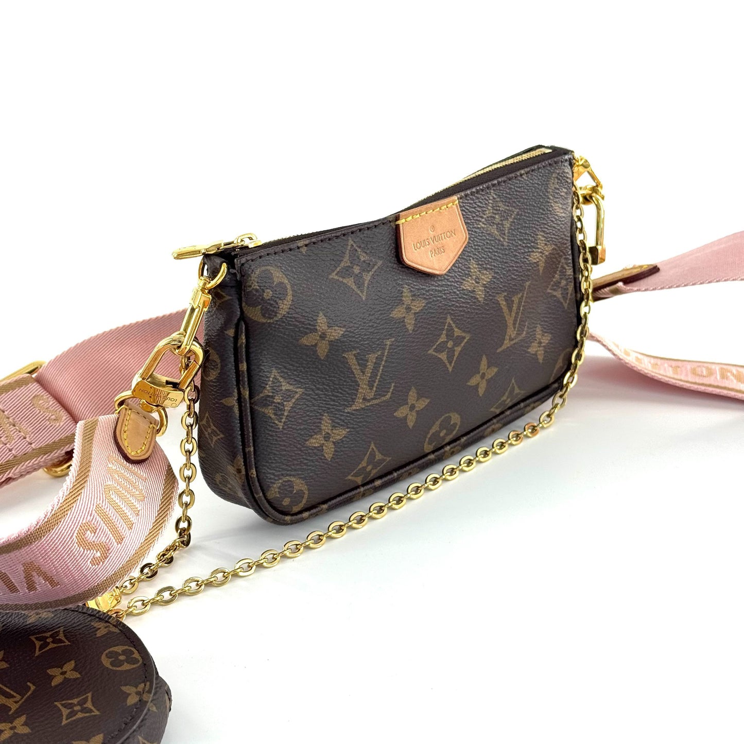 Louis Vuitton - Multi-Pochette Accessoires - Monogram coated canvas with natural cowhide leather trim and textile strap - Brown - (mini)