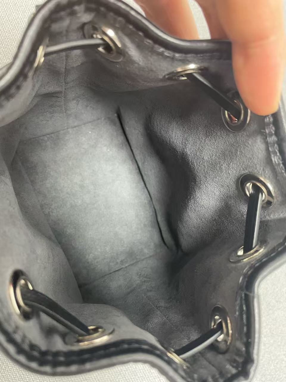 Louis Vuitton - Nano Noé - Denim - Black and White Monogram on Grey Denim with Black Leather Trim - (mini)