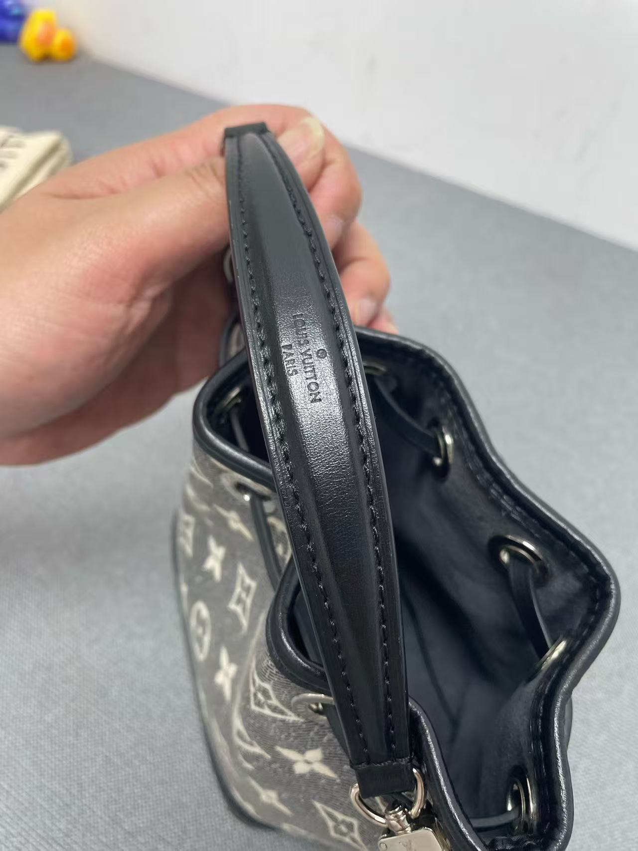 Louis Vuitton - Nano Noé - Denim - Black and White Monogram on Grey Denim with Black Leather Trim - (mini)