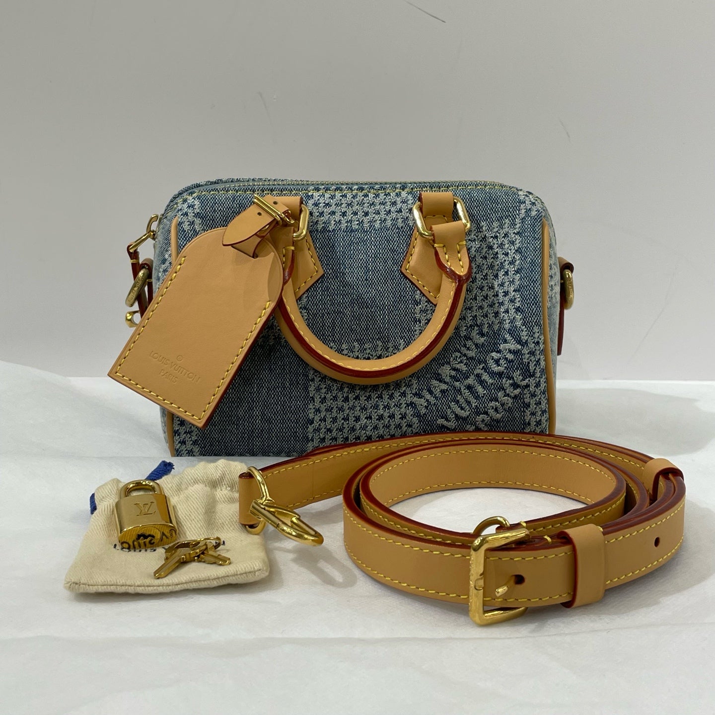 Louis Vuitton - Nano Speedy - Denim and Vachetta leather - Blue - (mini)