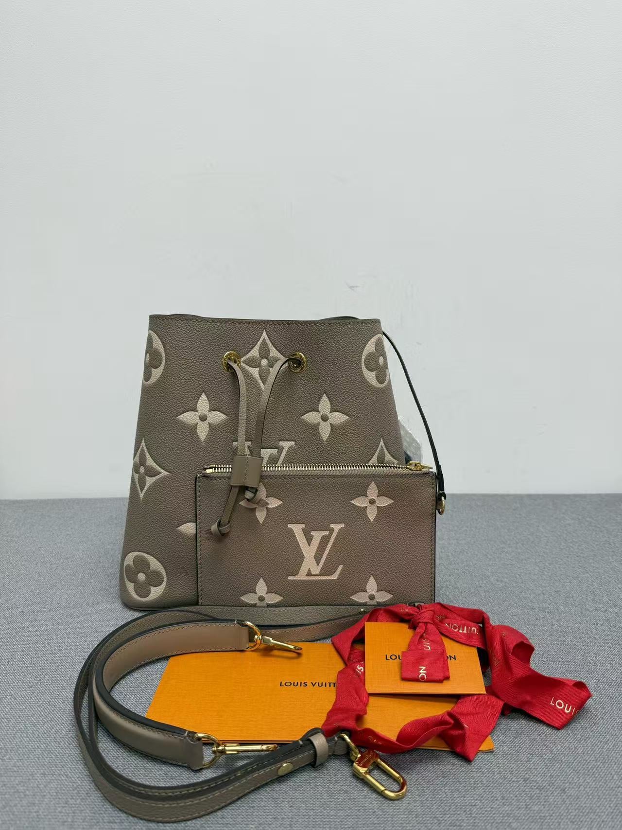 Louis Vuitton - NéoNoé MM - Monogram Empreinte Leather - Taupe / Elephant Grey with Cream Monogram - (Medium)
