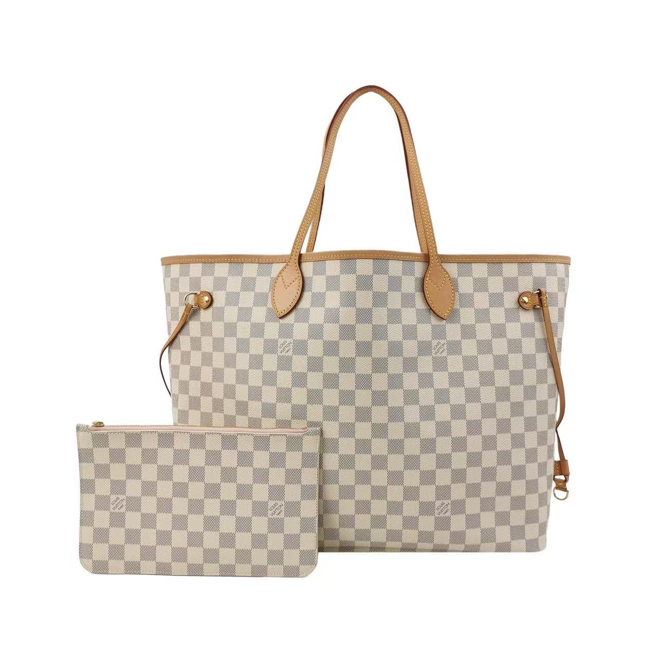Louis Vuitton - Neverfull GM - Damier Azur coated canvas and Vachetta leather - Beige and White - (Large)