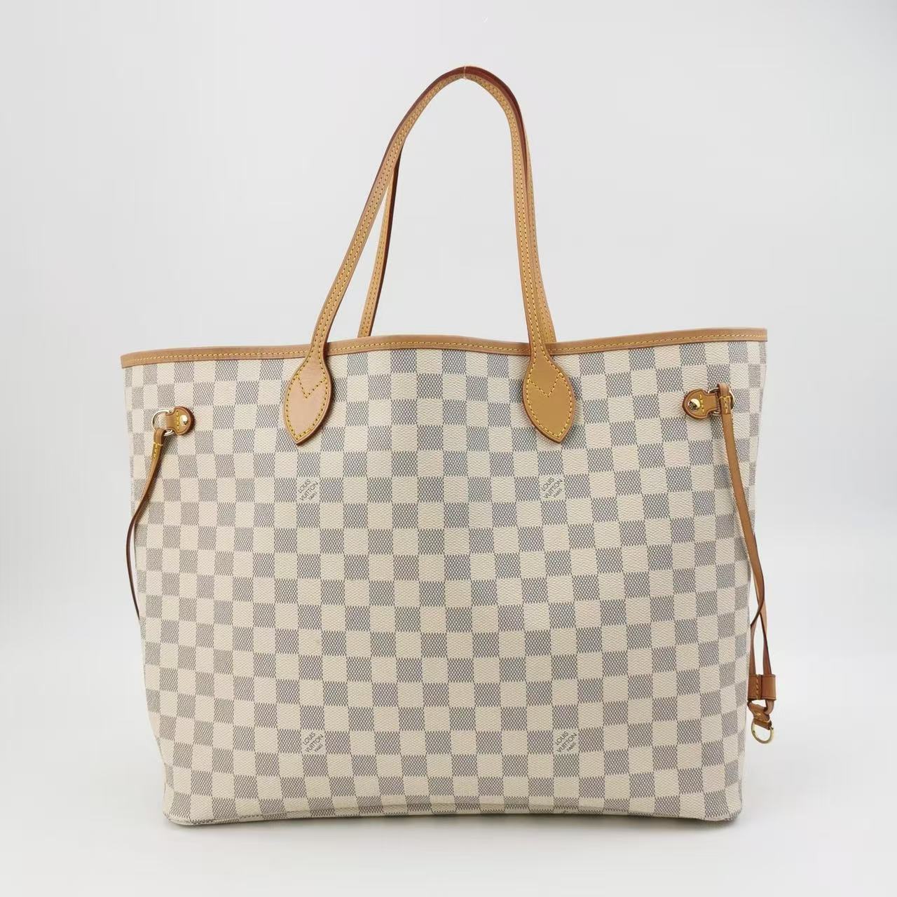 Louis Vuitton - Neverfull GM - Damier Azur coated canvas and Vachetta leather - Beige and White - (Large)