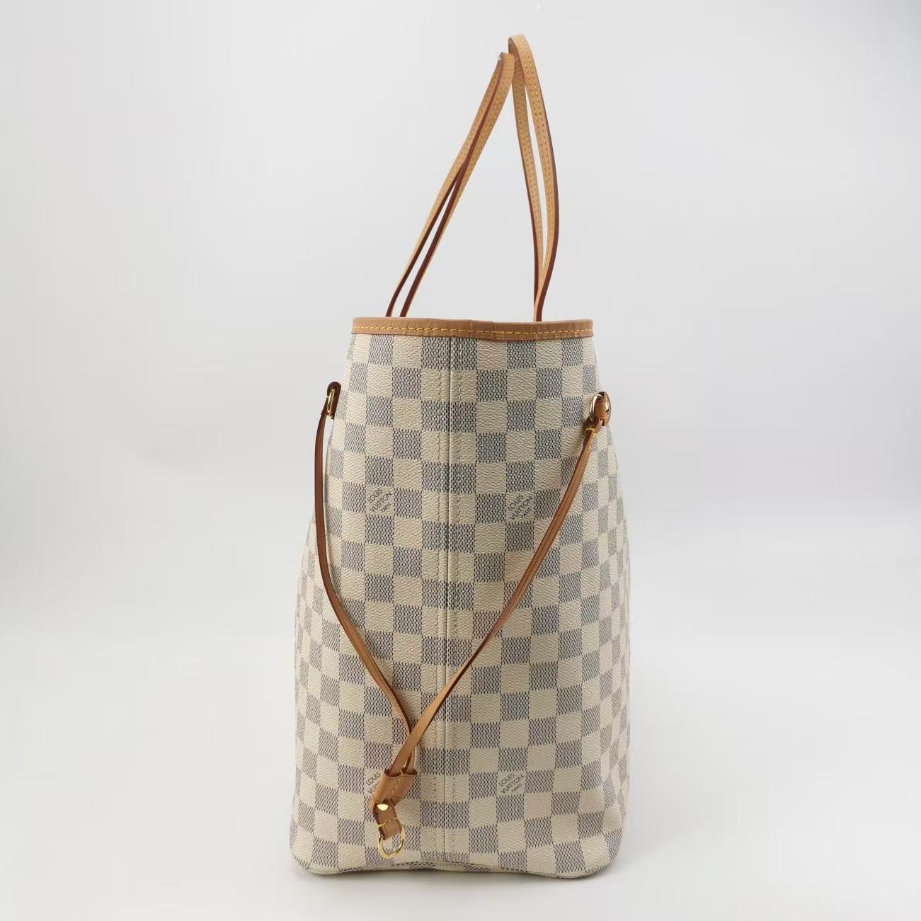 Louis Vuitton - Neverfull GM - Damier Azur coated canvas and Vachetta leather - Beige and White - (Large)
