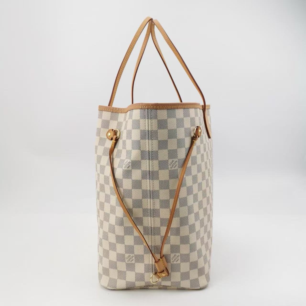 Louis Vuitton - Neverfull GM - Damier Azur coated canvas and Vachetta leather - Beige and White - (Large)
