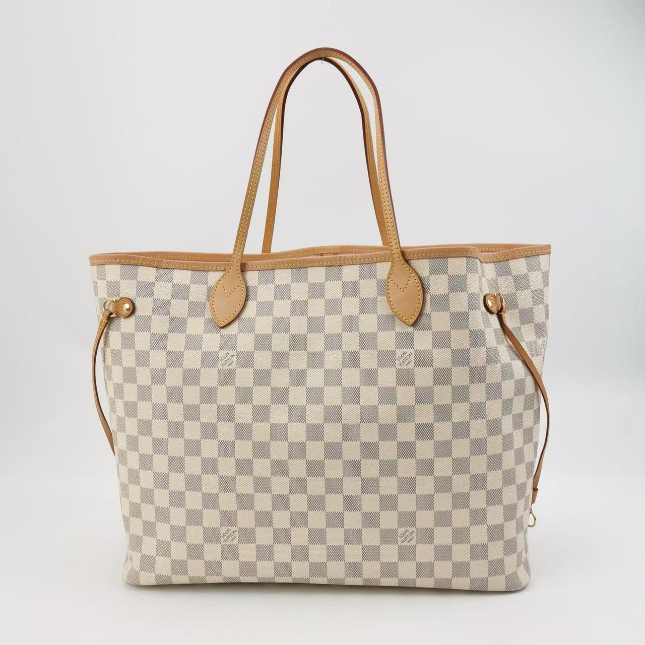 Louis Vuitton - Neverfull GM - Damier Azur coated canvas and Vachetta leather - Beige and White - (Large)