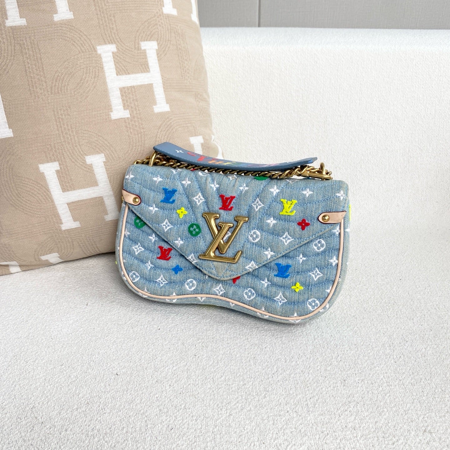 Louis Vuitton - New Wave Chain Bag - Denim - Light Blue with Multicolour Embroidery - (Mini)