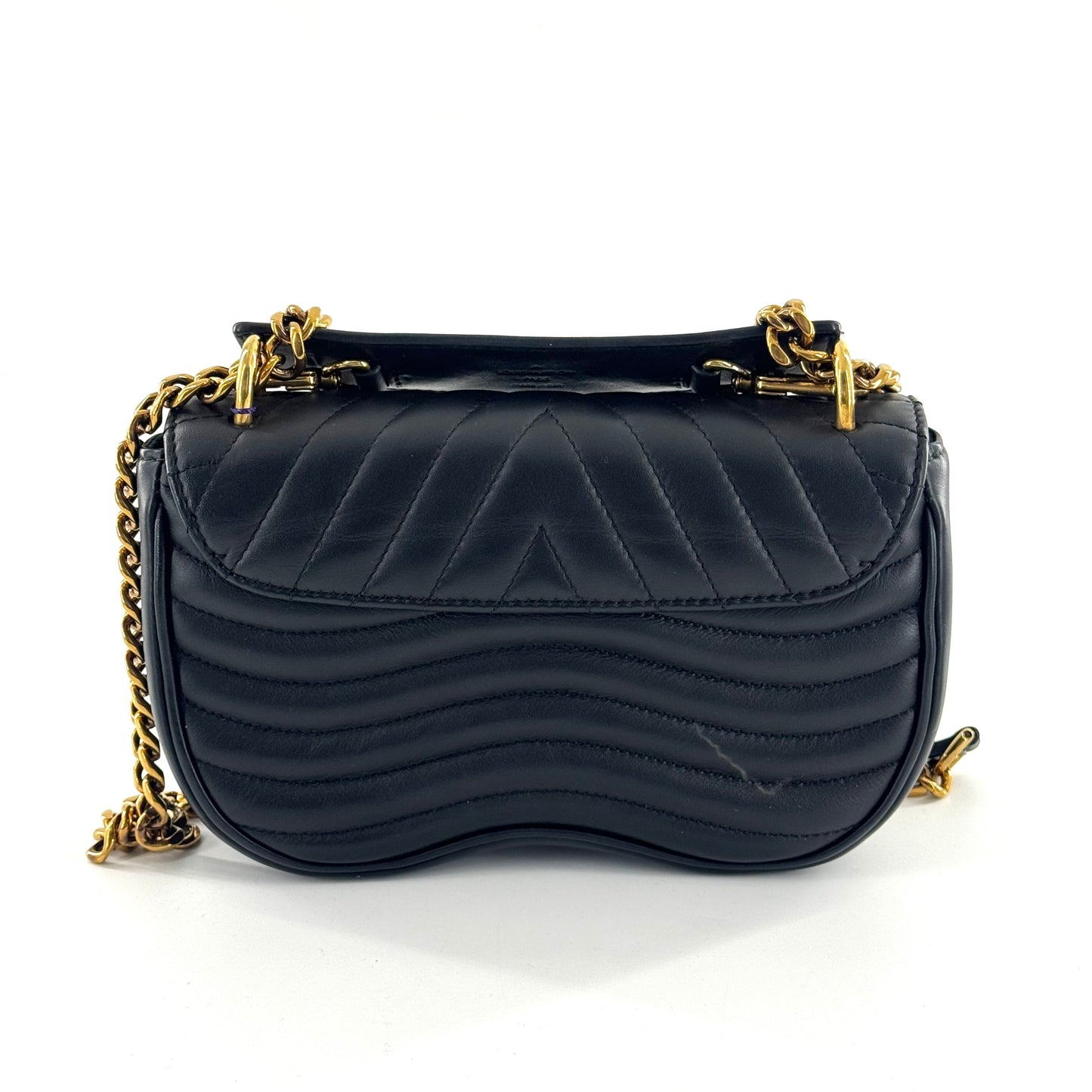 Louis Vuitton - New Wave Chain Bag - Quilted leather - Black with Gold-Tone Hardware - (Mini)