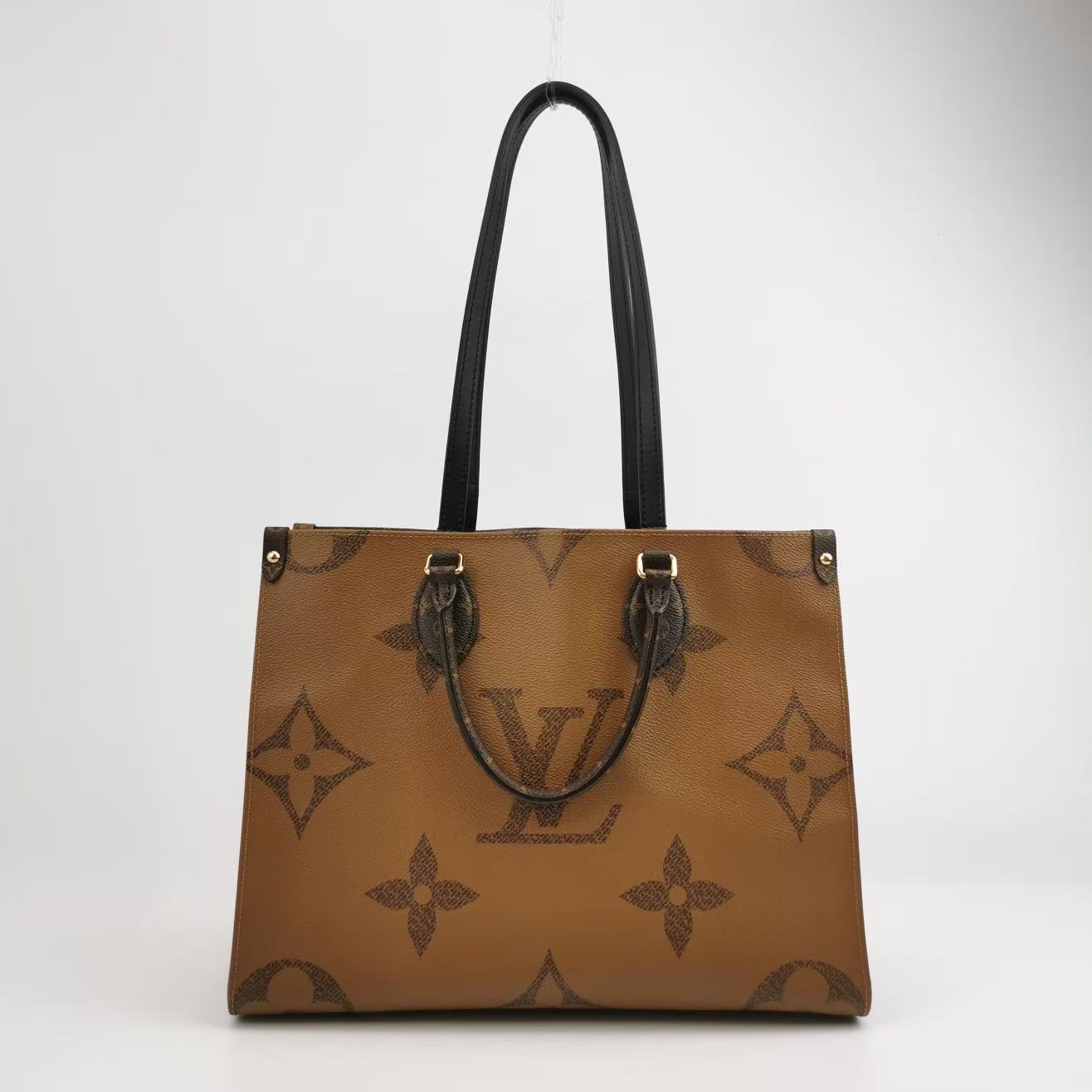Louis Vuitton - Onthego - Coated canvas with cowhide leather trim - Brown and Tan with Red Interior - (Large)