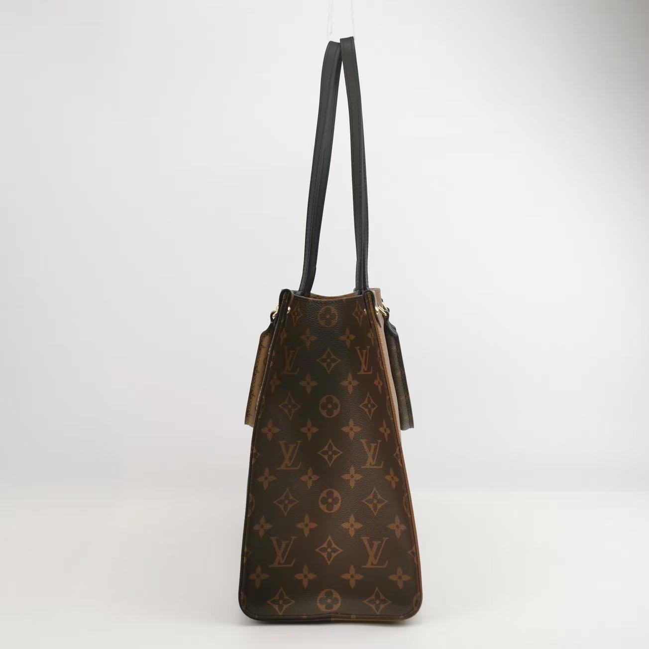 Louis Vuitton - Onthego - Coated canvas with cowhide leather trim - Brown and Tan with Red Interior - (Large)