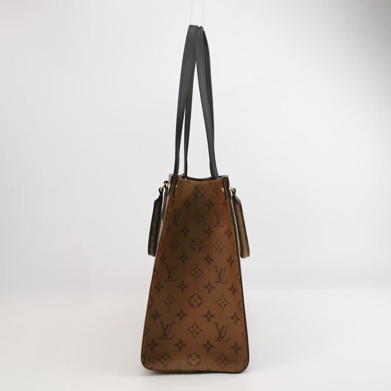 Louis Vuitton - Onthego - Coated canvas with cowhide leather trim - Brown and Tan with Red Interior - (Large)