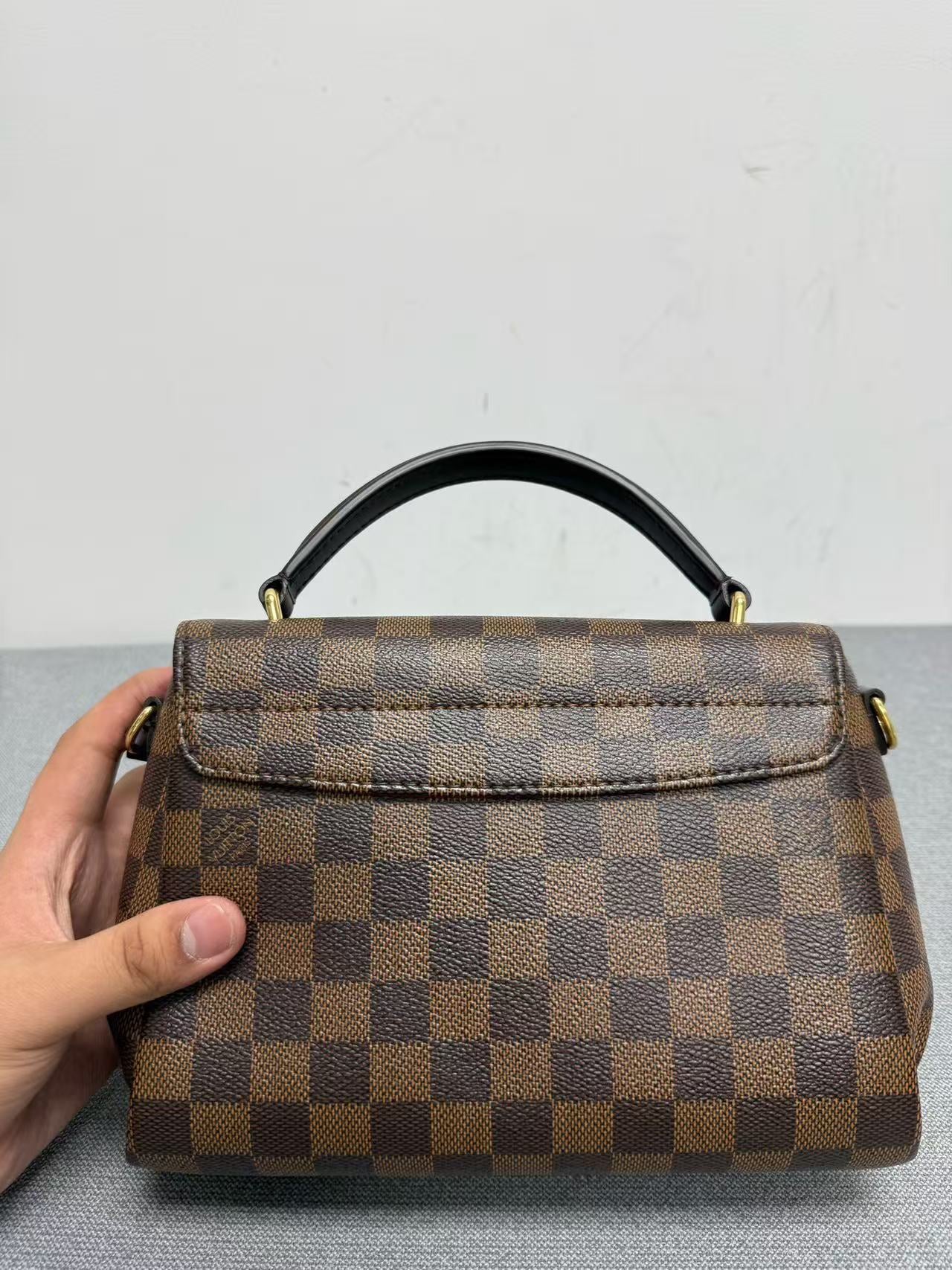 Louis Vuitton - Other - Damier Ebene coated canvas with smooth leather trim - Brown with red lining - (small)