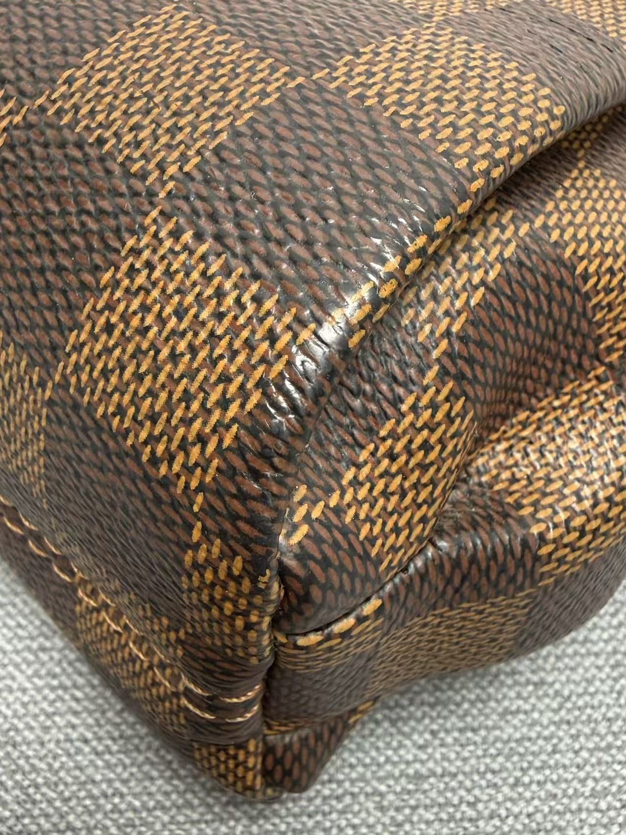 Louis Vuitton - Other - Damier Ebene coated canvas with smooth leather trim - Brown with red lining - (small)