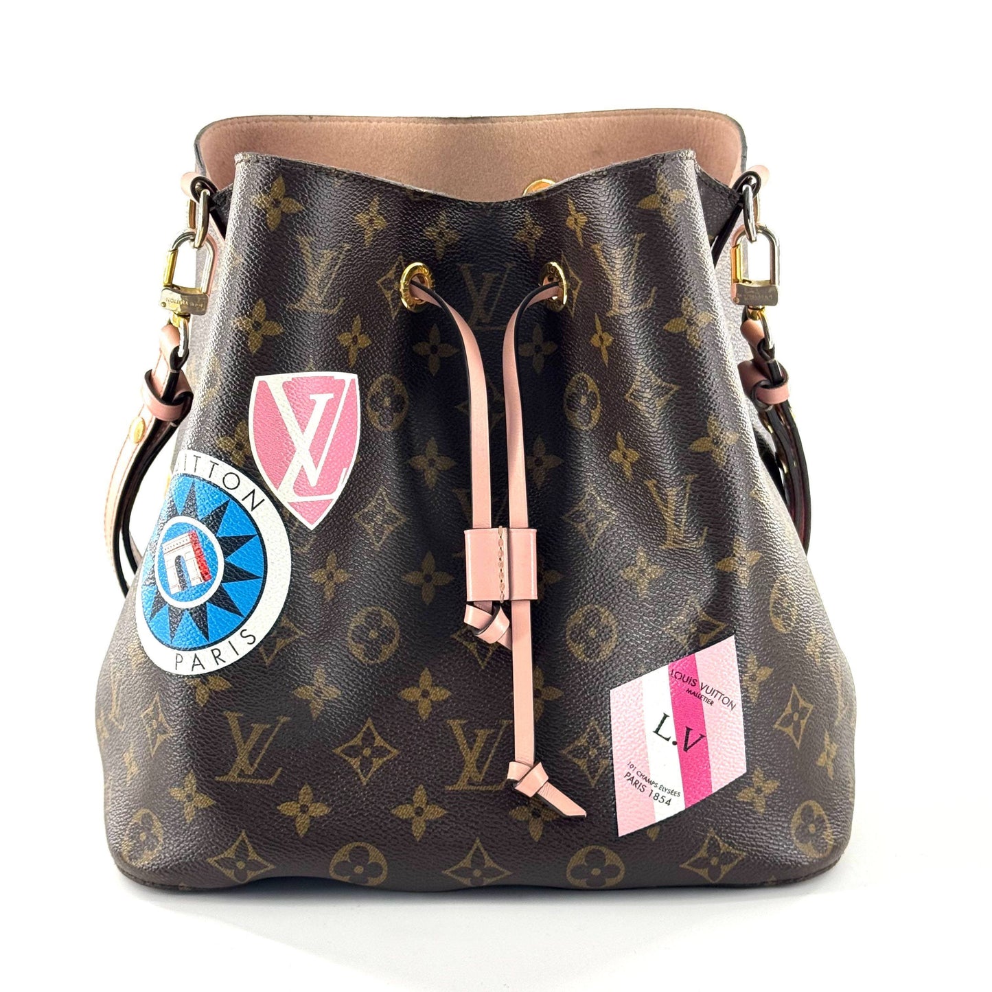 Louis Vuitton - Other - Monogram coated canvas with pink cowhide leather trim - Brown with Pink accents and Multicolour patches - (medium)