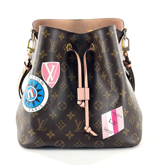 Louis Vuitton - Other - Monogram coated canvas with pink cowhide leather trim - Brown with Pink accents and Multicolour patches - (medium)