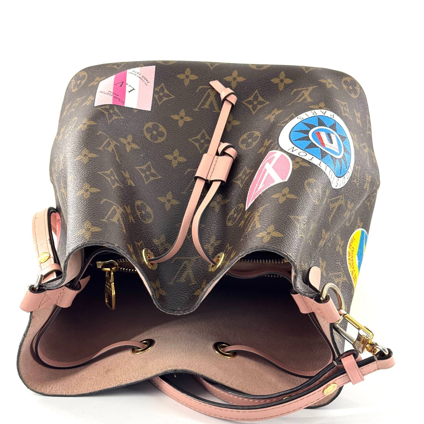 Louis Vuitton - Other - Monogram coated canvas with pink cowhide leather trim - Brown with Pink accents and Multicolour patches - (medium)