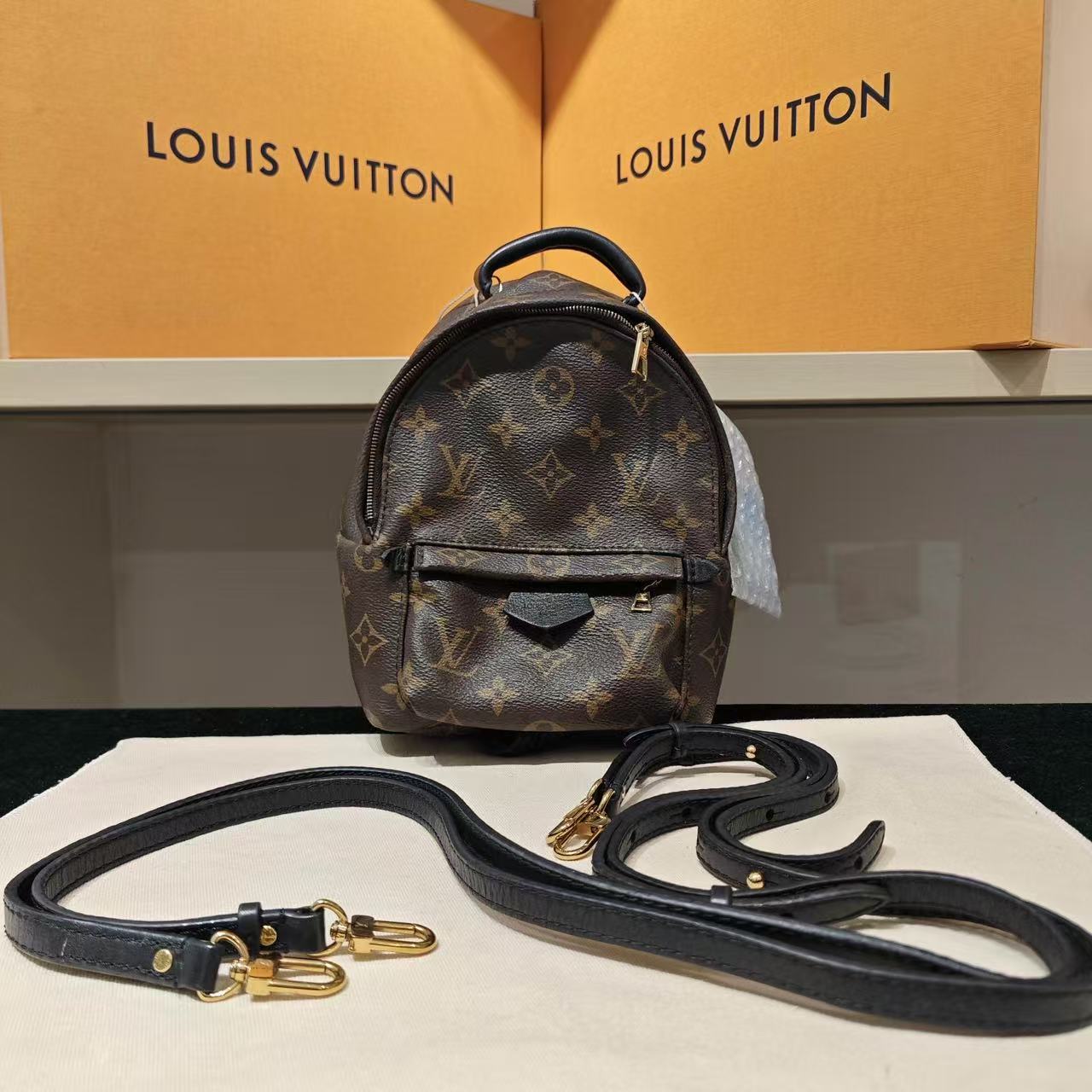 Louis Vuitton - Palm Springs Mini Backpack - Monogram coated canvas with leather trim - Brown - (mini)