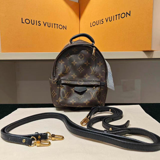 Louis Vuitton - Palm Springs Mini Backpack - Monogram coated canvas with leather trim - Brown - (mini)