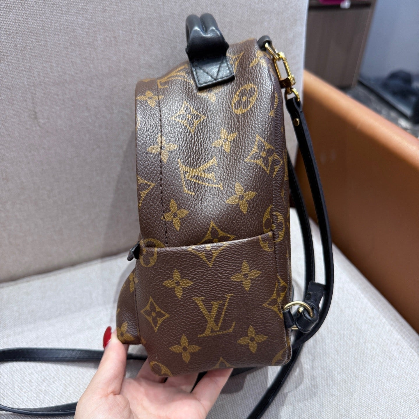 Louis Vuitton - Palm Springs Mini Backpack - Monogram coated canvas with leather trim - Brown with black accents - (mini)