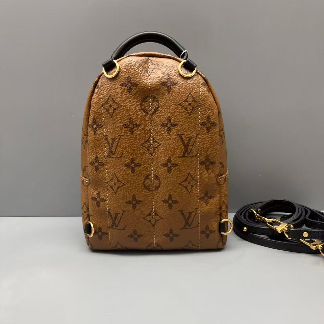 Louis Vuitton - Palm Springs Mini Backpack - Monogram coated canvas with leather trim - Brown with black trim - (mini)
