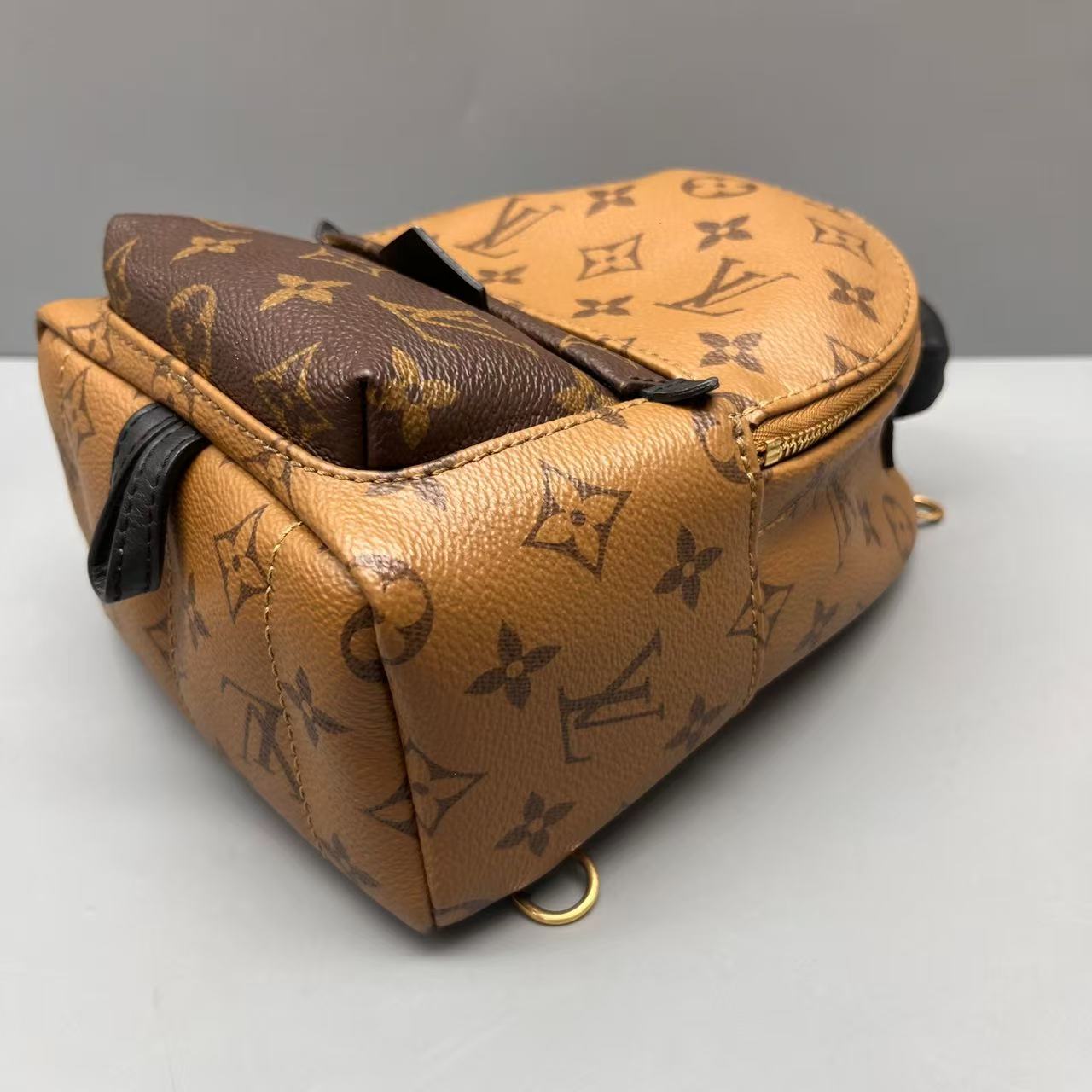 Louis Vuitton - Palm Springs Mini Backpack - Monogram coated canvas with leather trim - Brown with black trim - (mini)