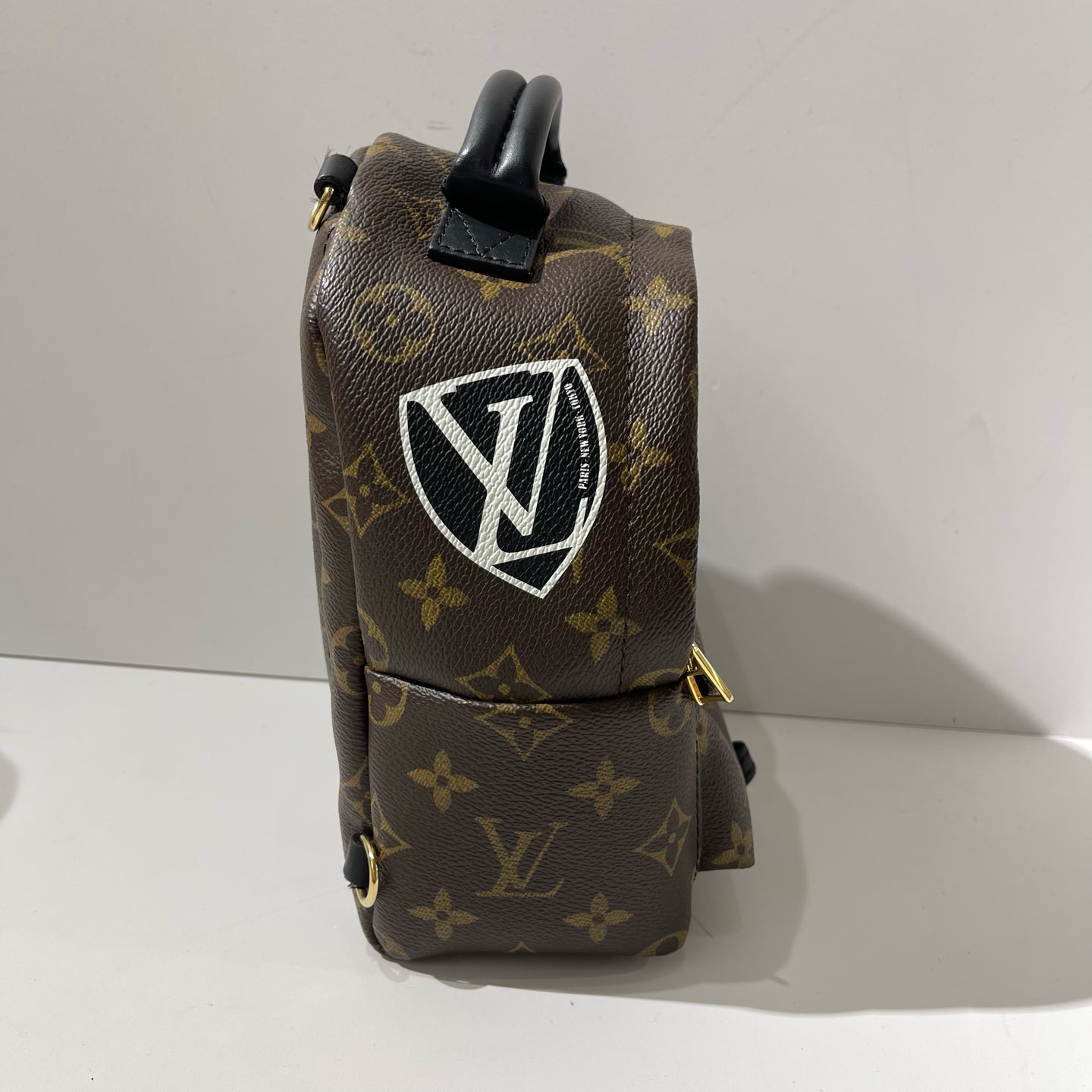 Louis Vuitton - Palm Springs Mini Backpack - Monogram coated canvas with leather trim - Brown with Multicolour Patches - (mini)