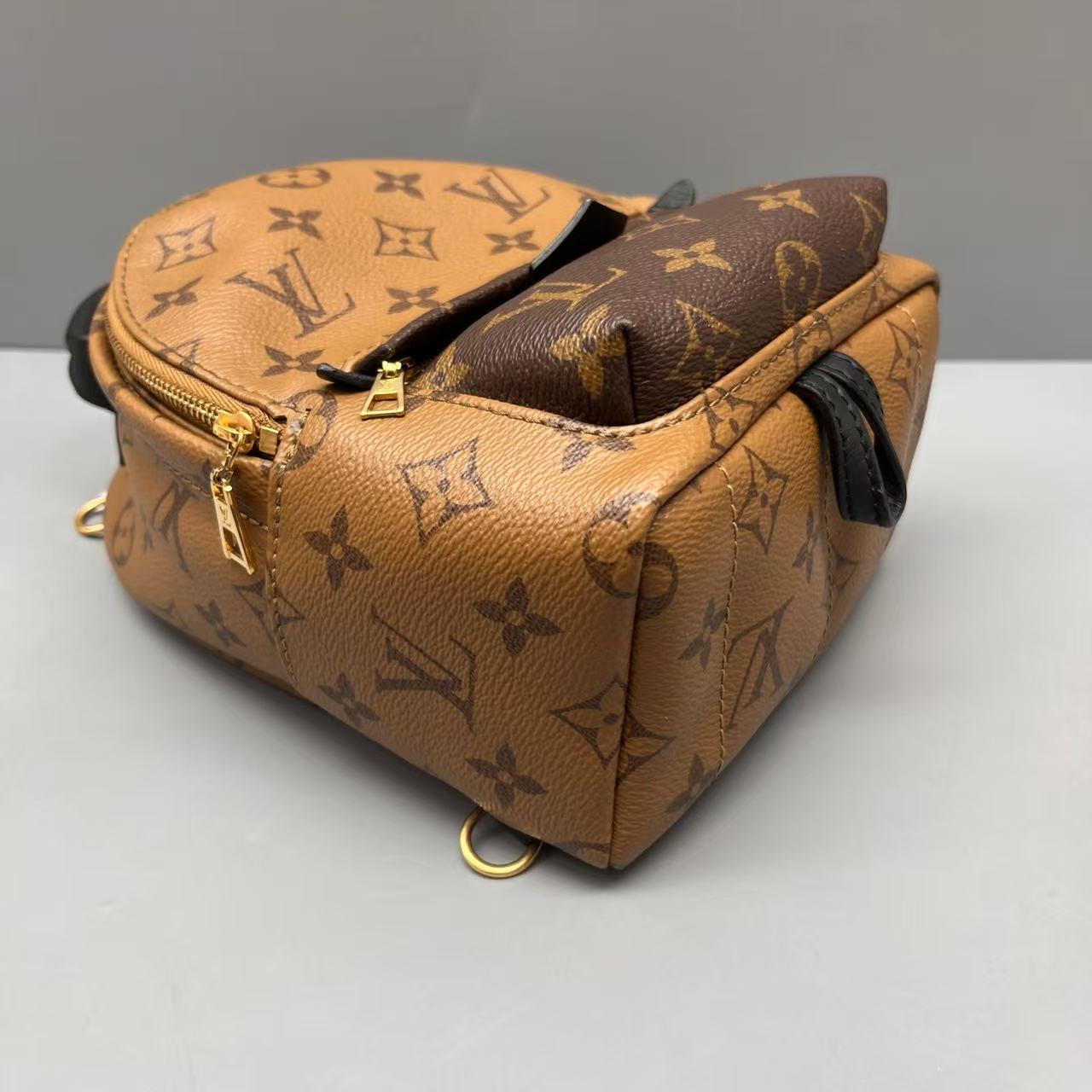 Louis Vuitton - Palm Springs Mini Backpack - Monogram coated canvas with leather trim - Brown with black trim - (mini)